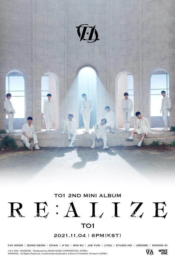 그룹 TO1(티오원)이 두 번째 미니앨범 RE:ALIZE(리:얼라이즈)의 LIE X(라이 엑스) 버전 개인 및 단체 포스터를 공개했다. /웨이크원 제공