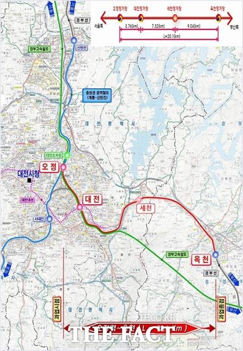 충청권 광역철도 옥천연장 건설사업 노선도 / 대전시 제공