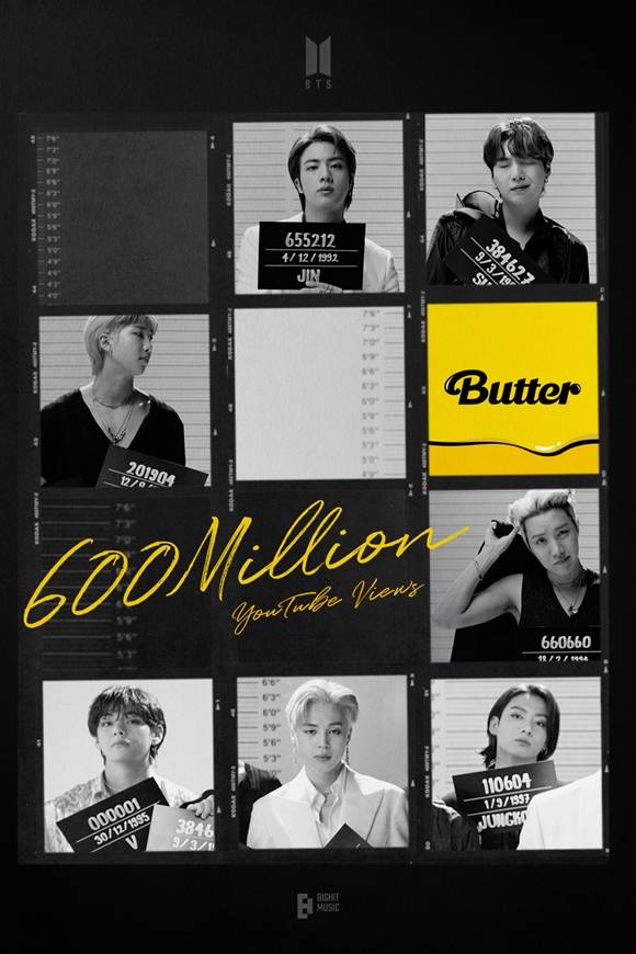 그룹 방탄소년단이 Butter(버터) 뮤직비디오 6억뷰 돌파로 통산 35편의 억대뷰 뮤직비디오를 보유하게 됐다. /빅히트 뮤직 제공