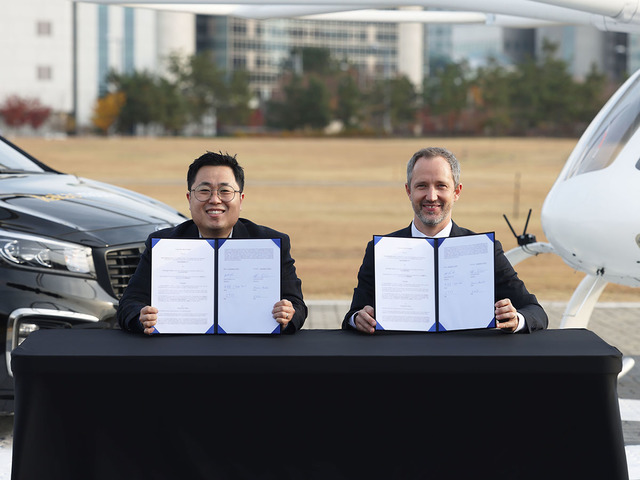 카카오모빌리티가 볼로콥터와 손잡고 한국형 UAM 서비스 모델 고도화 및 상용화 준비 위한 업무협약을 체결했다. /카카오모빌리티 제공
