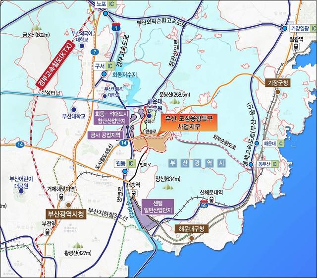 부산 해운대 도심융합특구 사업지구 위치도. /부산시 제공