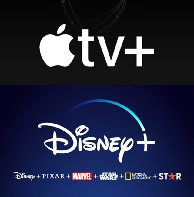 애플TV+와 디즈니+가 11월 국내 시장에 진출해 기존의 넷플릭스와 경쟁하며 글로벌 OTT 3파전이 시작됐다. /각 OTT 로고