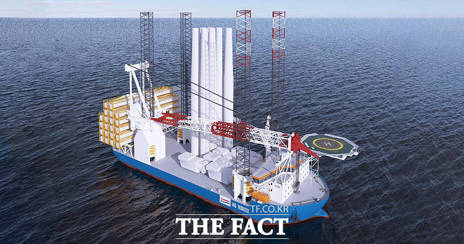 대우조선해양이 최근 수준한 대형 해상풍력발전기 설치선 ‘NG-00X’ 조감도./대우조선해양제공