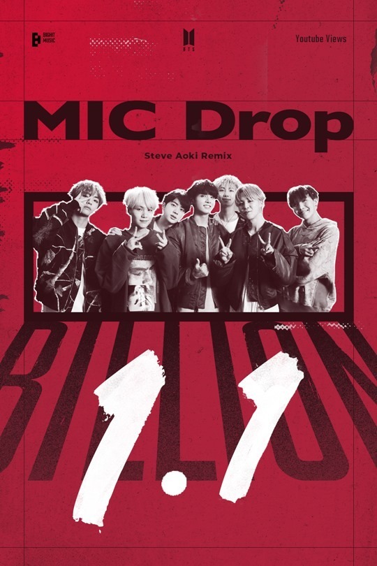 그룹 방탄소년단의 MIC Drop 리믹스 뮤직비디오가 11일 오전 0시 51분께 유튜브 조회수 11억 뷰를 달성했다. /빅히트 제공