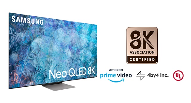 8K 생태계 확산을 위해 설립된 글로벌 협의체 8K 협회에 세계 최대 IT 기업 중 하나인 아마존이 합류했다. 사진은 삼성 Neo QLED 8K와 8K 협회, 아마존 로고 이미지. /삼성전자 제공
