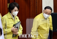  중대본 회의 참석하는 홍남기-유은혜 [포토]