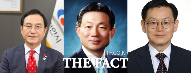 국민의힘 천안시장 출마 후보군. 좌측부터 박상돈 천안시장, 박찬우 전 국회의원, 유원희 전 천안예숧의전당 관장. / 더팩트DB