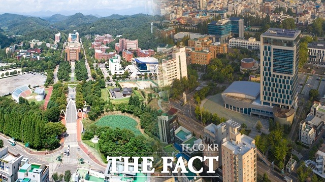 경상국립대학교 가좌캠퍼스(왼쪽)와 칠암캠퍼스(오른쪽) 전경/더팩트DB