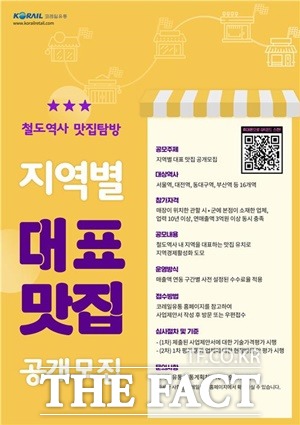 지역별 대표 맛집 공개모집 포스터 / 코레일 제공