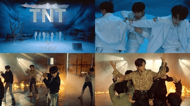 그룹 TRENDZ(트렌드지)가 TNT 퍼포먼스 영상에서 호랑이 포효를 연상시키는 퍼포먼스를 선보였다. /인터파크뮤직플러스 제공