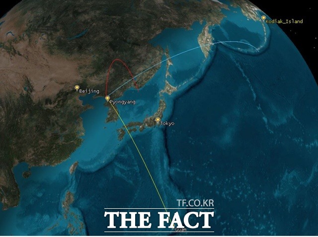 북한의 중거리탄도미사일 화성-12형의 도달거리./CSIS