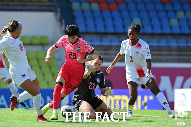 필리핀전에서 추가골을 기록해 2-0 승리를 이끈 손화연./KFA 제공