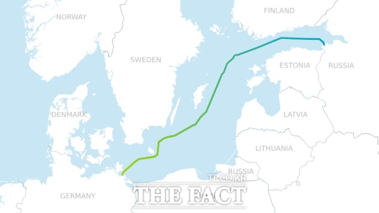 러시아와 독일을 직접 잇는 가스관인 노르트스트림2 노선도./CNBC