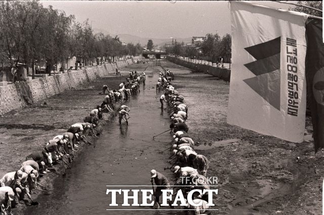 1977년 수원천 정비사업의 모습./ 수원시 제공