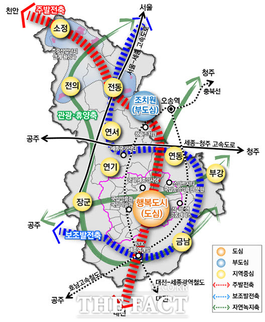 2040년 목표 세종시 도시기본계획안의 도시 공간 구조/ 세종시 제공