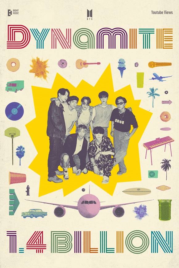 그룹 방탄소년단이 Dynamite 뮤직비디오 14억뷰 돌파로 통산 3편의 14억 뷰 뮤직비디오를 보유하게 됐다. /빅히트 뮤직 제공