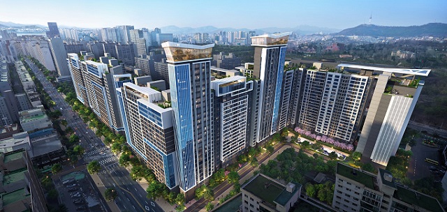 이촌강촌아파트 리모벨링주택사업조합은 25일 시공사 선점을 위한 임시총회를 개최하고, 현대건설을 최종 시공사로 선정했다. 이촌강촌아파트 리모델링 조감도. /현대건설 제공