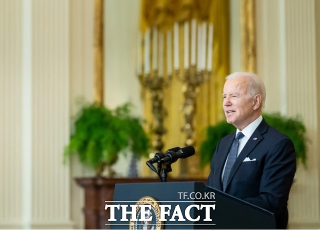 조 바이든 미국 대통령이 23일(현지시각) 백악관에서 성명을 발표하고 있다./백악관