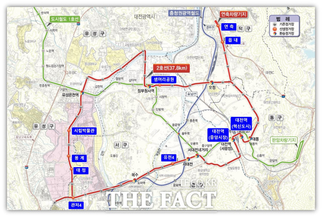 대전 도시철도 2호선 트램 노선도 / 대전시 제공