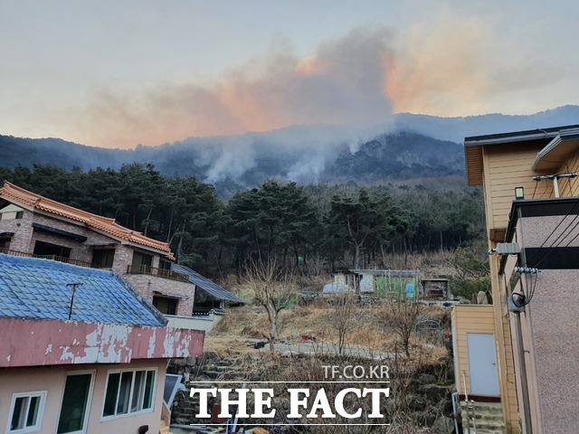 대구 달성군 가창면에서 난 산불이 재발화되면서 산림당국이 진화에 나섰다./ 대구소방안전본부 제공