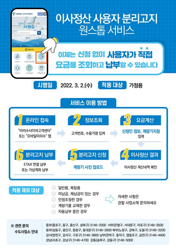 서울시가 이사갈 때 수도요금을 앱 또는 웹에서 조회하고 납부할 수 있는 서비스를 도입한다. /서울시 제공