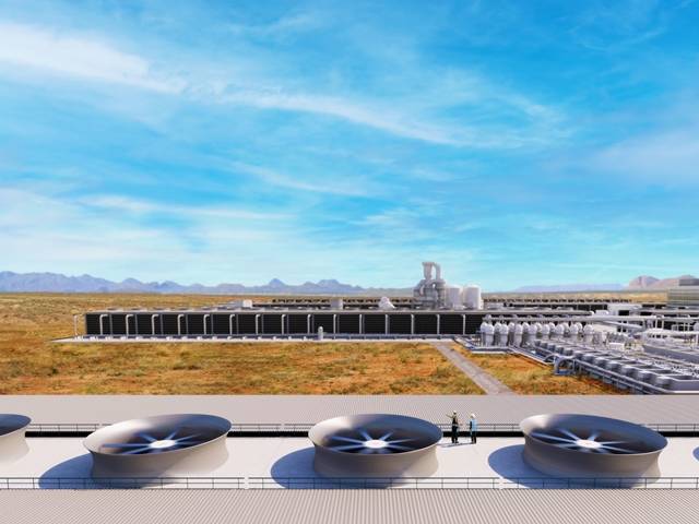 SK트레이딩인터내셔널이 미국 옥시덴탈과 넷제로 원유 도입 계약을 체결했다. 사진은 옥시덴탈의 DAC 설비 조감도. /SK이노베이션 제공