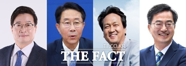 민주당의 경기지사 후보 선출을 위한 경선 룰이 확정되면서 당내 주자들의 셈법이 제각각이다. 사진 왼쪽부터 염태영, 조정식, 안민석, 김동연 예비후보./더팩트DB
