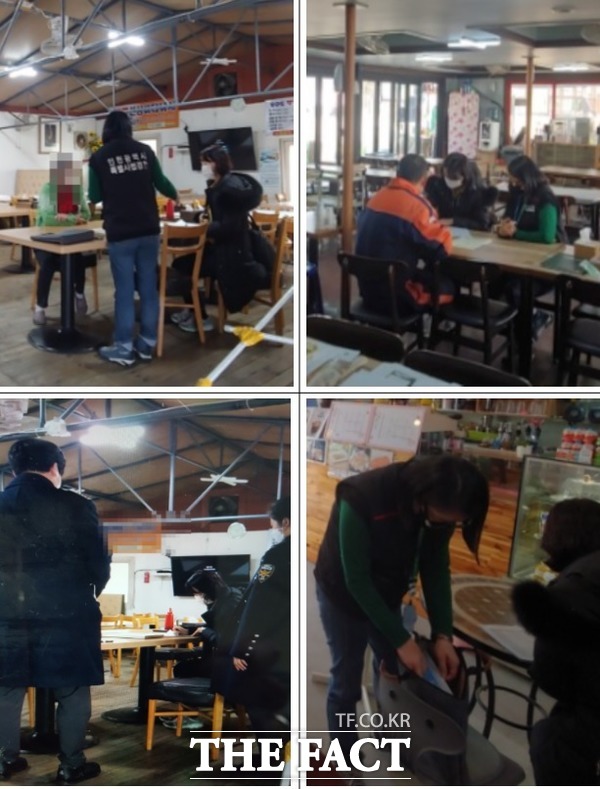 인천 특별사법경찰이 인천 중구 무의·용유 지역 음식점을 단속하고 있다. /인천시 제공
