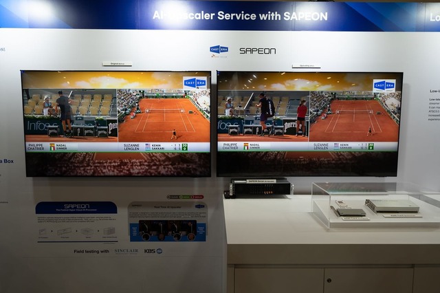 사피온과 캐스트닷에라는 국제방송장비전시회(NAB) 2022에서 사피온의 X220을 탑재한 ATSC 3.0 기반 방송 장비를 시연했다. /사피온 제공