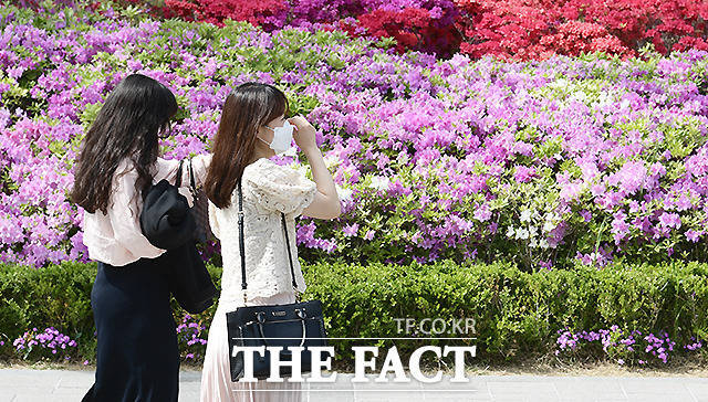 낮 기온이 25도 이상으로 초여름 날씨를 보이는 지난달 23일 오후 서울 송파구 석촌호수 일대를 찾은 시민들이 가벼운 옷차림으로 나들이를 즐기고 있다. /이새롬 기자