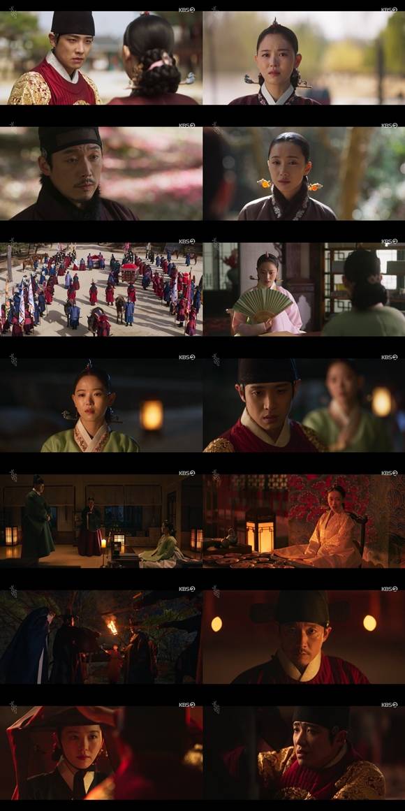 KBS2 월화드라마 붉은 단심 이준과 강한나가 서로의 목에 칼을 겨누는 운명을 시작했다. 이에 힘입어 시청률은 6.4%를 기록, 자체 최고 기록을 경신했다. /방송화면 캡처