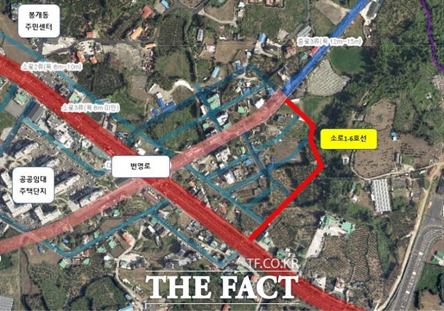 제주시에서는 봉개동 주거지역 주변 교통편의를 제공하기 위해 ‘봉개동 주거지역 내 도시계획도로 개설공사’를 추진한다고 23일 밝혔다. / 제주도 제공