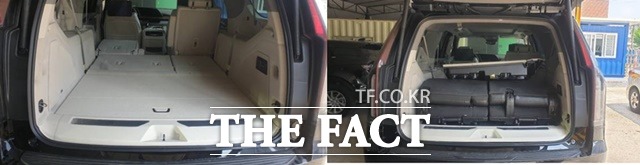 국내 반입 당시(왼쪽)와 불법 개조(오른쪽)한 뒤 차량 모습 / 서울세관 제공