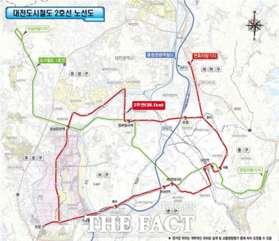 대전 도시철도 2호선 노선도 / 대전시 제공