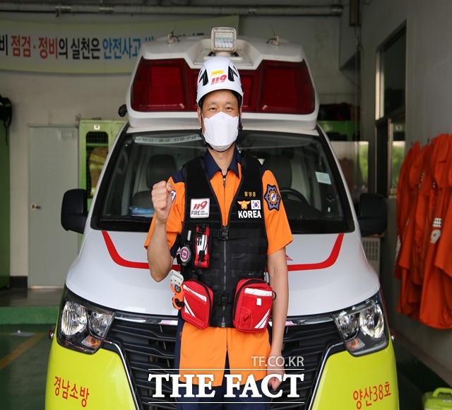 올해로 12회차 세이버 인증을 받은 양산 물금119안전센터 소속 김두은 구급대원./경남소방본부 제공