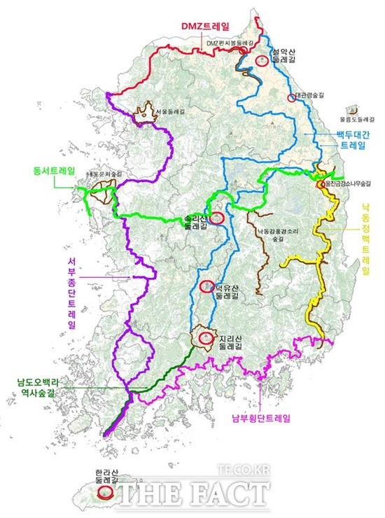전국 숲길 연결망 구축안 / 산림청 제공