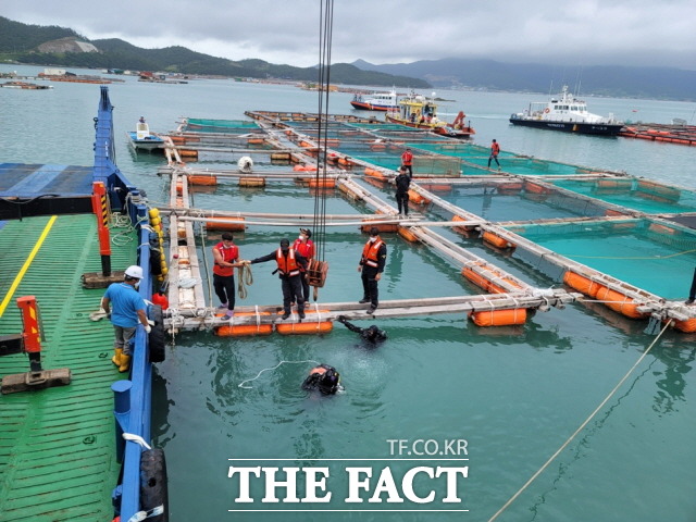 인양작업 준비/완도해경 제공