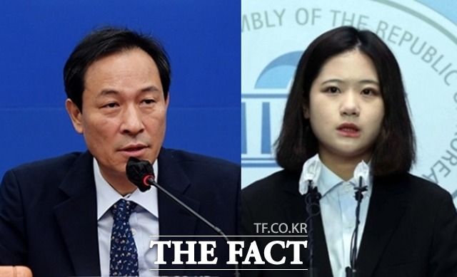우상호 더불어민주당 비상대책위원장(왼쪽)은 4일 박 전 위원장의 8·28 전당대회 출마와 관련해 민주당의 자산이지만, 예외를 인정할 불가피한 사유를 발견하지 못했다고 판단했다고 밝혔다. /더팩트 DB