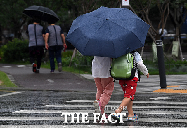 전국적으로 장맛비가 내리는 지난달 29일 오후 서울 종로구 광화문 네거리 일대의 시민들이 우산을 쓴 채 발걸음을 재촉하고 있다./남용희 기자