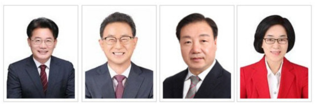 왼쪽부터 이재경 행정자치위원장, 민경배 복지환경위원장, 이병철 산업건설위원장, 박주화 교육위원장