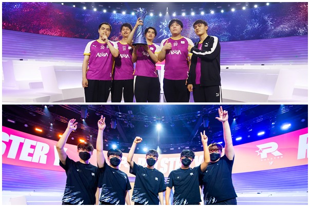 2022 와일드 리프트 아이콘스 글로벌 챔피언십 우승을 차지한 중국 대표 노바 e스포츠(위)와 8강까지 선전을 펼친 한국 대표 롤스터 Y /라이엇게임즈 제공