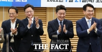  박수치는 민주당 '재선' 당 대표 후보들 [TF사진관]