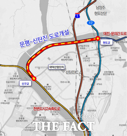 대전 대덕구 문평동과 신탄진동을 연결하는 도로가 개설된다. / 대전시 제공