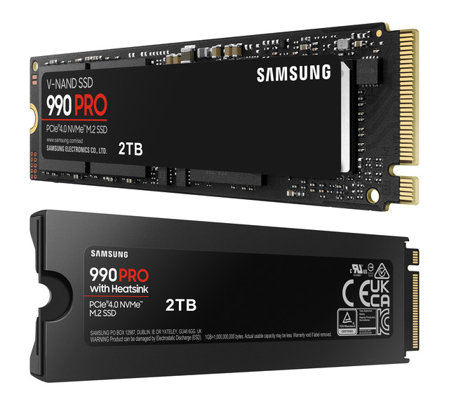 삼성전자가 게임 등 대용량 그래픽 작업에 최적화된 고성능 솔리드 스테이트 드라이브(SSD) 990 PRO 시리즈 2종을 공개했다. /삼성전자 제공