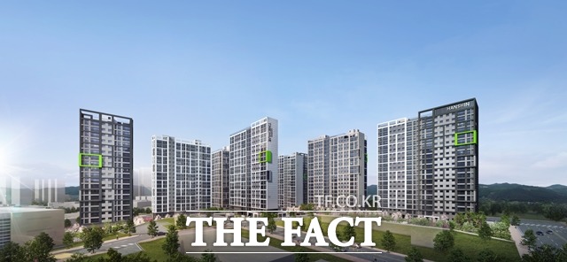 한신공영,이 아산시 권곡동에 603세대 규모의 ‘아산 한신더휴’를 선보인다. ‘아산 한신더휴’ 투시도 / 한신공영 제공