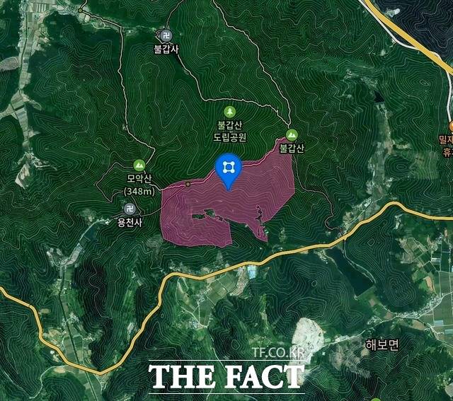 전남 함평군의 네 번째 골프장 예정지인 함평군 해보면 금계리 산50-2번지 일원의 전경이다. 이곳은 생태 환경의 ‘마지막 보루’라 불려질 만큼 청정지역으로 꼽힌다.(실제 조성 면적과는 다를 수 있음) / 출처=다음 지도