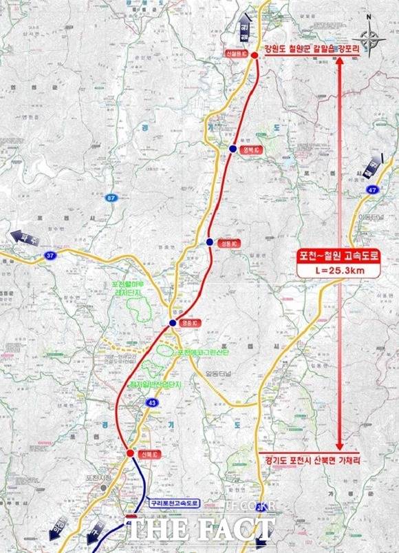 포천-철원간 고속도로 노선도. /포천시 제공