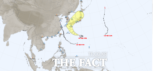 15일 제14호 태풍 난마돌 이동경로 기상청 예보./기상청 제공