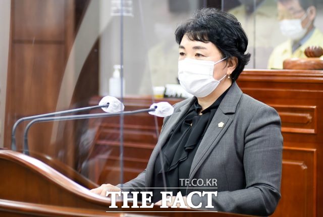 김미연 의원이 순천시 응급의료 지원 조례안에 대한 제안설명을 하고 있다. /김미연 의원 제공