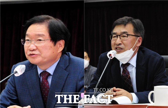 공동단장은 김영석 전 해양수산부 장관(왼쪽)과 전형식 도 정무부지사(오른쪽)가 맡았다. / 내포 = 최현구 기자